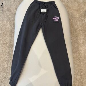 White Fox Boutique Joggers - charcoal grey with lilac Logo